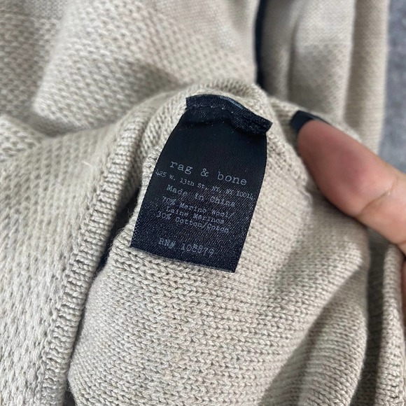 Rag & Bone Sweater XS Beige Striped Merino Wool Knit Long Sleeve - Picture 6 of 7